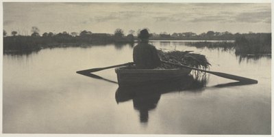 ノーフォークブロードでの生活と風景の料理もののローイングホーム、1886年、プレートXXI、1886年。 作： Peter Henry Emerson
