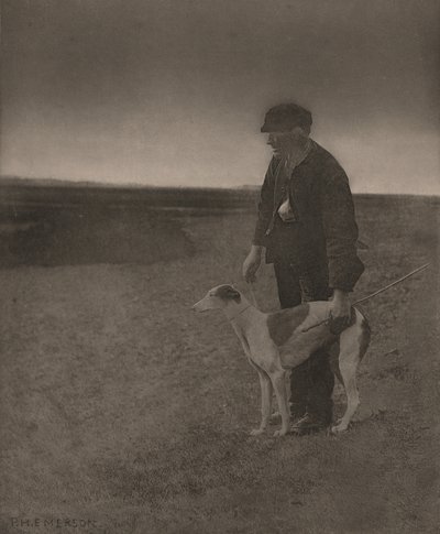 密猟者-眺めるウサギ」1888年（写真） 作： ピーター・ヘンリー・エマーソン