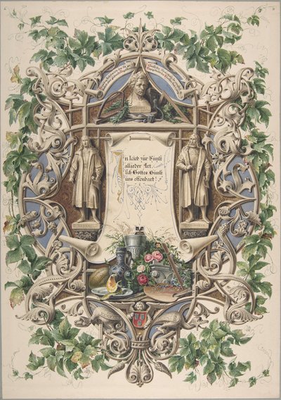 1874 年、バイエルンの芸術家からルートヴィヒ 1 世へのオマージュ。 作： Peter Herwegen