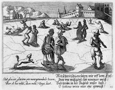 カップルアイススケート、1650年頃 作： Peter I Rollos