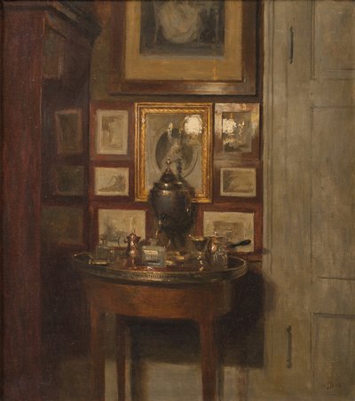 サモワールのあるインテリア。 夜 作： Peter Vilhelm Ilsted