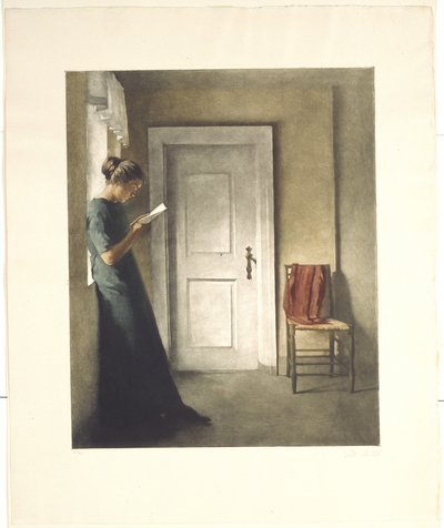 赤いショールのあるインテリア 作： Peter Vilhelm Ilsted
