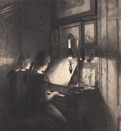 ピアノで二人の少女 作： Peter Vilhelm Ilsted