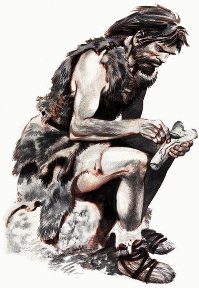 穴居人が骨を削る 作： Peter Jackson