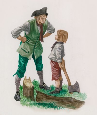 父親とともに桜を伐採したジョージ・ワシントン 作： Peter Jackson