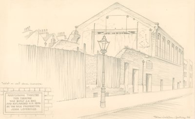 Mullready Street（元はLittle Church Street）の劇場の裏側、ロンドンのメリルボーンシアター 作： Peter Jackson