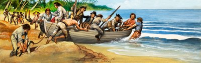 バウンティ号の叛乱」（紙にガッシュ 作： Peter Jackson