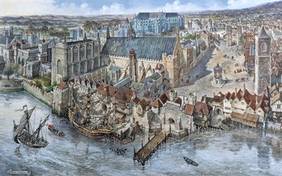 オールドロンドンの再建：1530年頃のウェストミンスター宮殿 作： Peter Jackson