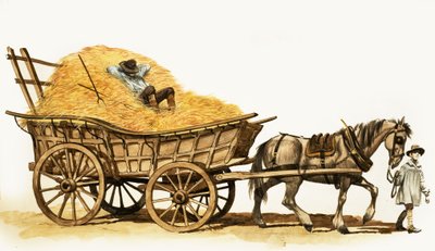 むかしむかし... 100年前の村の生活。ヘイカートに乗る 作： Peter Jackson