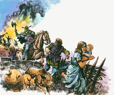 サクソン人の襲撃者がイギリス人を追い出した 作： Peter Jackson