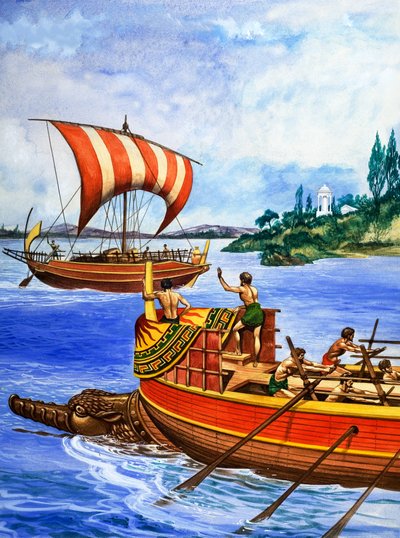 古代ギリシャの船、「宝物」のイラスト 作： ピータージャクソン
