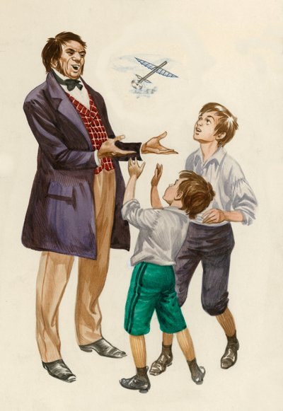 父親からおもちゃの飛行機を与えられた少年のライト兄弟 作： Peter Jackson