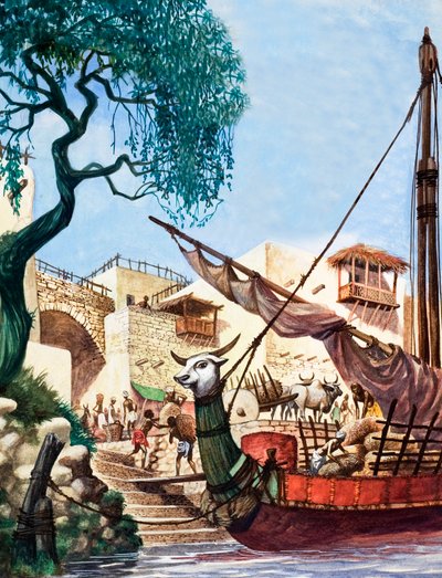 トレーディングボートの荷下ろし 作： Peter Jackson