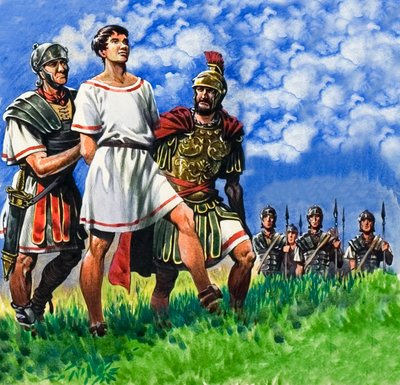ローマの兵士によって逮捕された若い英国人 作： Peter Jackson
