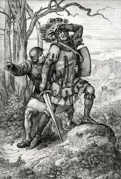 Itävallan herttua Leopold I, Habsburgien herra, pelastaa toverinsa Morgartenin taistelussa 15. marraskuuta 1315 Sveitsin liittovaltiota vastaan (Morgartenin taistelu 15. marraskuuta 1315, Leopold I, Itävallan herttua pelasti sotilaan 作： Peter Johann Nepomuck Geiger