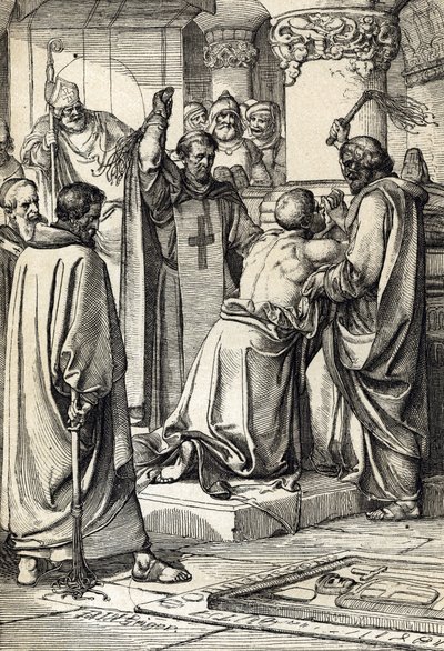 イングランド王ヘンリー 2 世 (1133-1189) は、大司教の墓でのトマス ベケットの既婚懺悔に関与している 作： Peter Johann Nepomuck Geiger