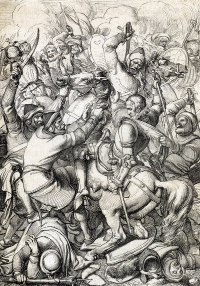 ポルトガルのセバスティアン 1 世 (1554-1578) は、モロッコで 1578 年 4 月 8 日にアルカセル キビールの戦い (Ksar el-Kebir または 3 人の王の戦い) で捕獲されました (ポルトガルのセバスチャン 1 世はクサールの戦いで捕獲されました)。 エル ケビール (三人の王の戦いまたはアルカセル クゥ) 作： Peter Johann Nepomuck Geiger