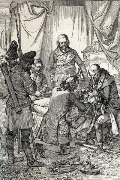 Insurreição de Kosciuszko: corações poloneses Tadeusz Kosciuszko (1746-1817) ferido na Batalha de Maciejowice contra os russos 作： Peter Johann Nepomuck Geiger