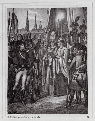 フランス軍との戦いに出発するオーストリア兵（ウィーン 作： Peter Johann Nepomuk Geiger