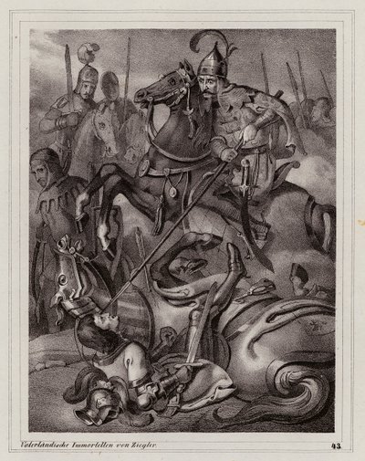 ライタ川の戦いでオーストリア皇帝フリードリヒ2世死去 作： Peter Johann Nepomuk Geiger