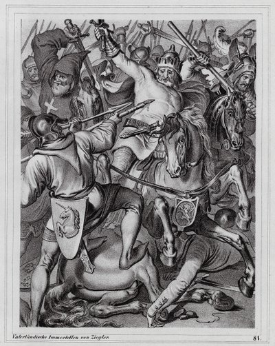 クレシーの戦いにおけるボヘミア王盲目のヨハネの死 作： Peter Johann Nepomuk Geiger