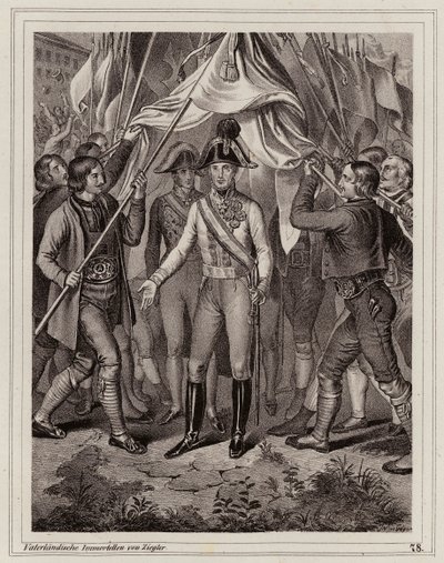 オーストリアのフランシスコ1世に敬意を表するチロルの人々 作： Peter Johann Nepomuk Geiger