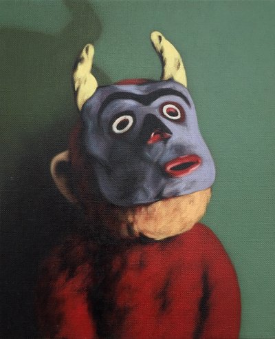 牛の仮面をかぶった猿, 2005 作： Peter Jones