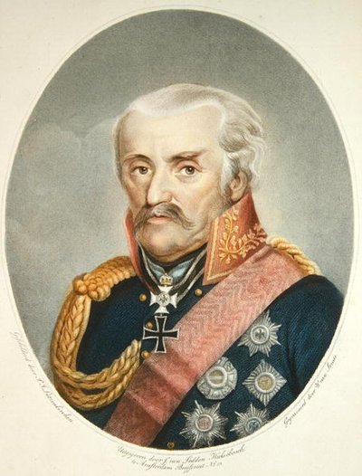 プリンス・フォン・ブリューチャー元帥（1742-1819）（彩色済み彫刻作品） 作： Peter Joseph (after) Lutzenkirchen
