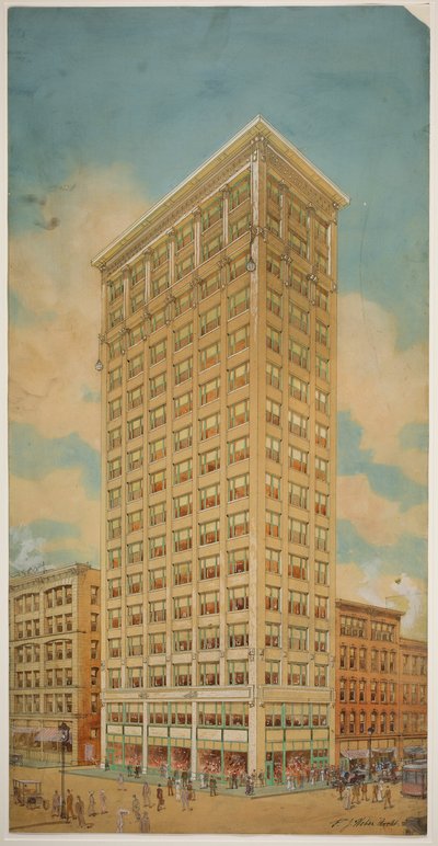 Prairie School 超高層ビル, シカゴ, イリノイ州, 遠近法 作： Peter Joseph Weber