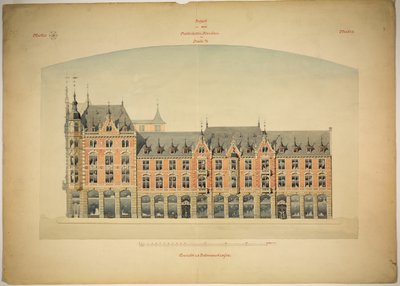 Rathskeller new building, Halle (Saale), Saxony-Anhalt, Germany, 立面図 作： Peter Joseph Weber