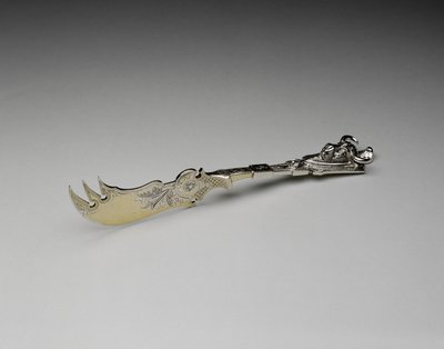 チーズナイフ、c。 1865-1870（銀と銀の金箔） 作： Peter L. Krider