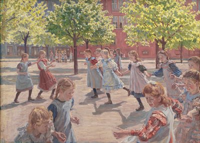 子供たちと遊ぶ、エンガヴェー広場、1907-08 作： Peter Marius Hansen