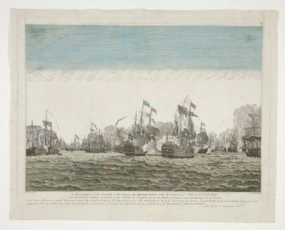1782 年 4 月 12 日、ドメニカ島とグアダルーペ島の間で、ロドニー提督指揮下のイギリス艦隊とグラフ伯爵指揮下のフランス艦隊との間の記憶に残る行動を表したもの 作： Peter Mazell