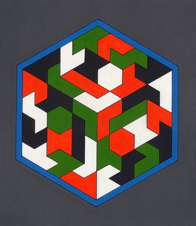 Hexiamonds、2008（キャンバスボード上のアクリル） 作： Peter McClure