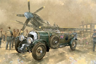 ベントレーとスピットファイア（キャンバスに油彩） 作： Peter Miller