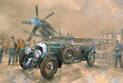 ベントレーとスピットファイア（キャンバスに油彩） 作： Peter Miller