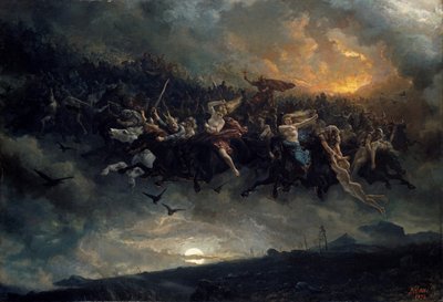 1872年の野生のオーディン狩り。 作： Peter Nicolai Arbo