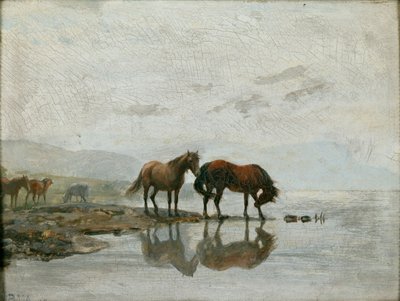 ウォーターステーション（キャンバスに油彩） 作： Peter Nicolai Arbo