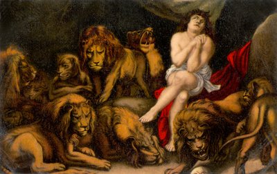 ダニエル聖書のライオンの穴のダニエル（印刷） 作： Peter Paul (after) Rubens