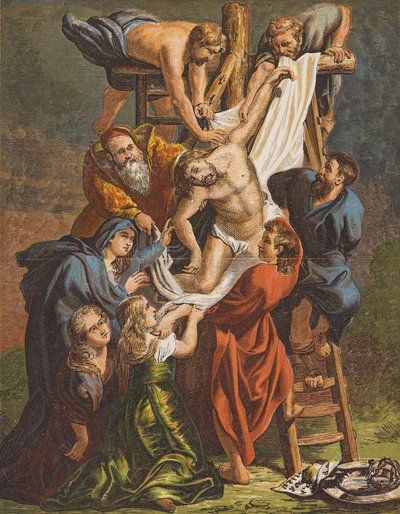 イエス・キリストの十字架からの降下（カラーリトグラフ） 作： Peter Paul (after) Rubens