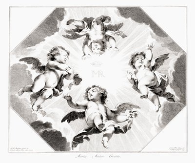 聖母マリアを祝う 4 人の子天使。 作： Peter Paul (after) Rubens