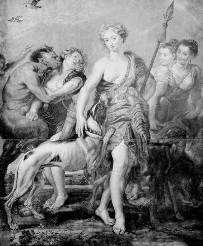 女神ダイアナとその一行、悪魔サテュロスに驚かされる 作： Peter Paul (after) Rubens