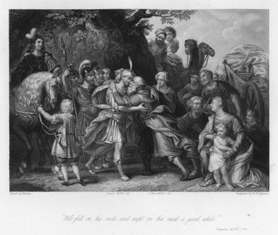 ヤコブとヨセフの出会い、創世記XLVI、29（エングレーヴィング 作： Peter Paul (after) Rubens