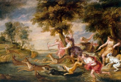 子鹿を狩るディアナとニンフたち 1673年頃 油彩・カンヴァス 作： Peter Paul (follower of) Rubens