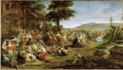 村の教会祭またはウェッディング 1635-38年頃 木に油彩 作： Peter Paul Rubens