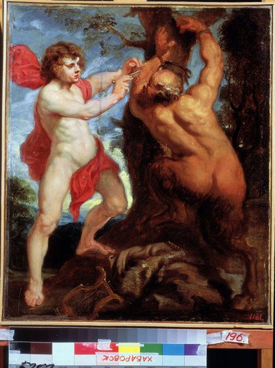アポロとマルシュアス。 Peinture de Pierre Paul (Pierre-Paul) Rubens (ou Peter Paul ou Petrus Paulus) (1577-1640). 木に油彩、57 x 48 cm。 フランダース美術、バロック美術。 極東美術館、ハバロフスク。 作： Peter Paul Rubens