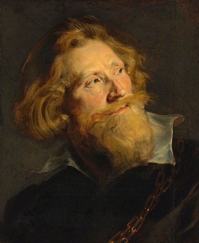 バロック様式。白い襟と金の鎖をつけた髭面の男の肖像 par Rubens, Pieter Paul (1577-1640).木に油彩、50,9x41,2。個人蔵 作： Peter Paul Rubens