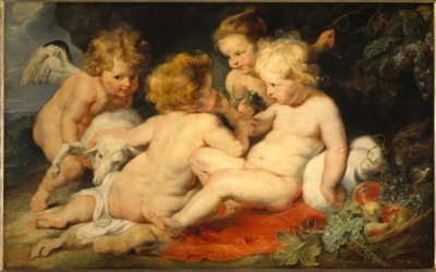 少年ジョンと二人の天使と小さなイエス 作： Peter Paul Rubens