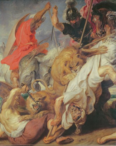 ライオン・ハントの詳細、キャンバス上の1621オイル参照203326および196202 作： Peter Paul Rubens