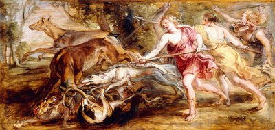 ダイアナと彼女のニンフ狩り-modello、 作： Peter Paul Rubens